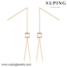 94551 Korean fashion jewelry simple design 18k gold color square shape tassels long earrings